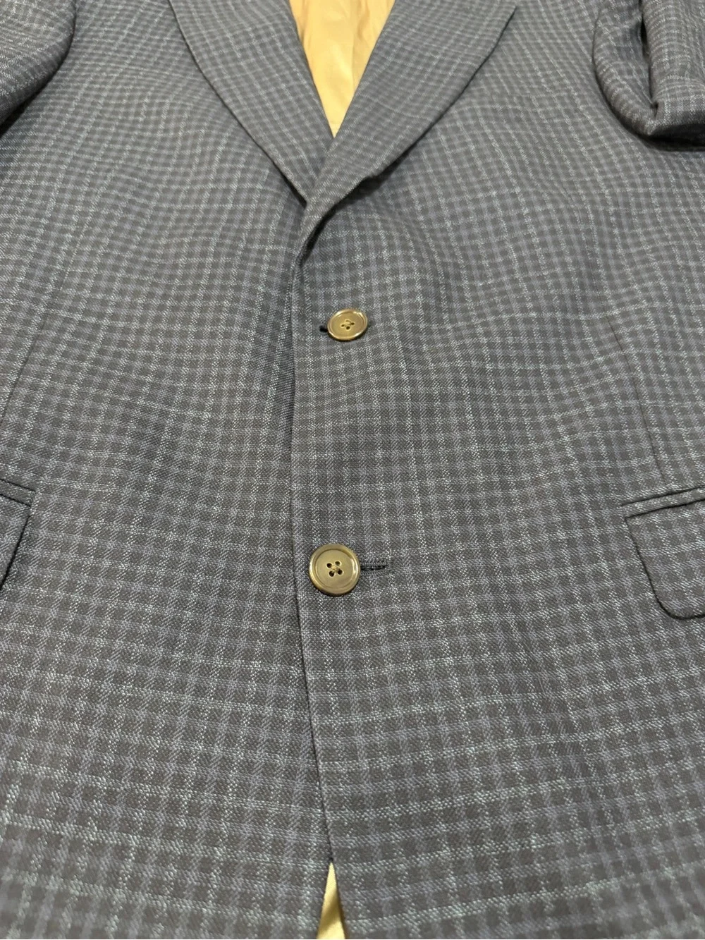 Kingsridge Wool Silk Sport Coat Men's 42R Blue Check Blazer Classic Preppy